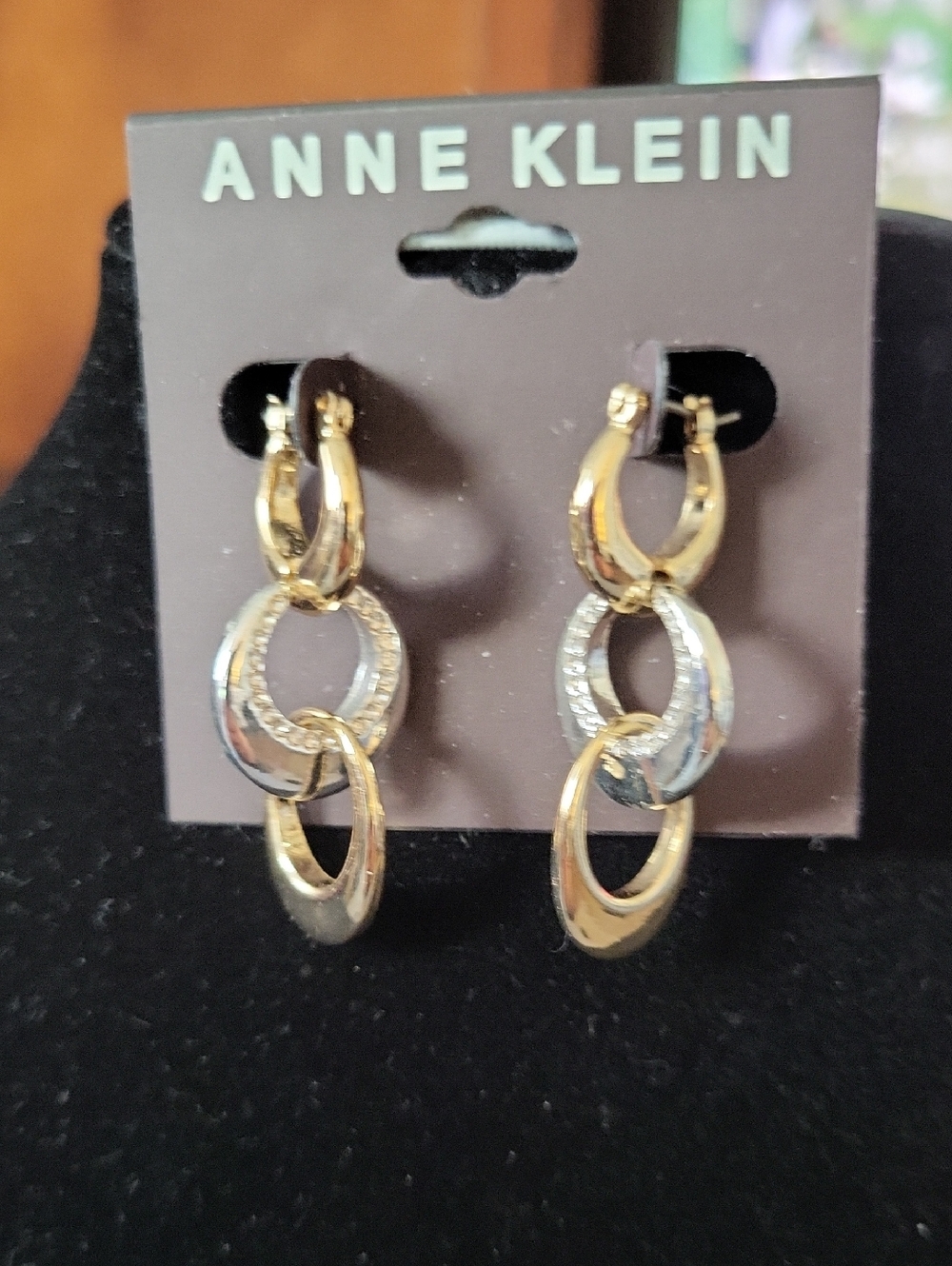 Anne Klein Two-toned Drop Hoop Earrings